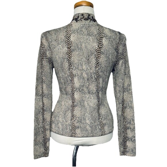 Bloomingdales Sweater Women's PS Petite Zip Up Cardigan Snakeskin Print w Beads - Picture 4 of 6